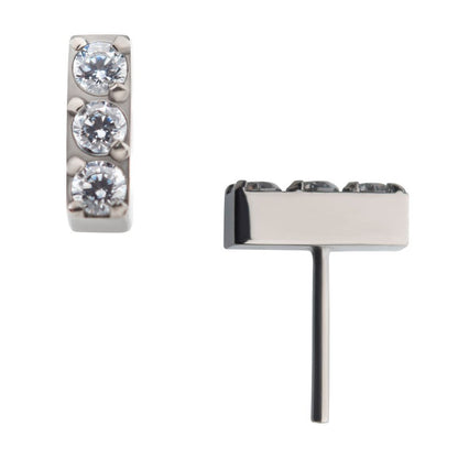 3pc CZ Bar | Titanium Threadless Top For Nose, Ears & Lip - Avanti Body Jewelry