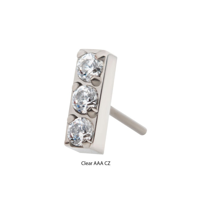 3pc CZ Bar | Titanium Threadless Top For Nose, Ears & Lip - Avanti Body Jewelry