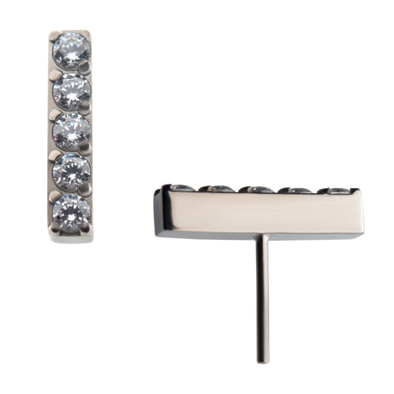 5 Gem Straight Bar | Titanium Threadless Top For Nose, Ears & Lip - Avanti Body Jewelry