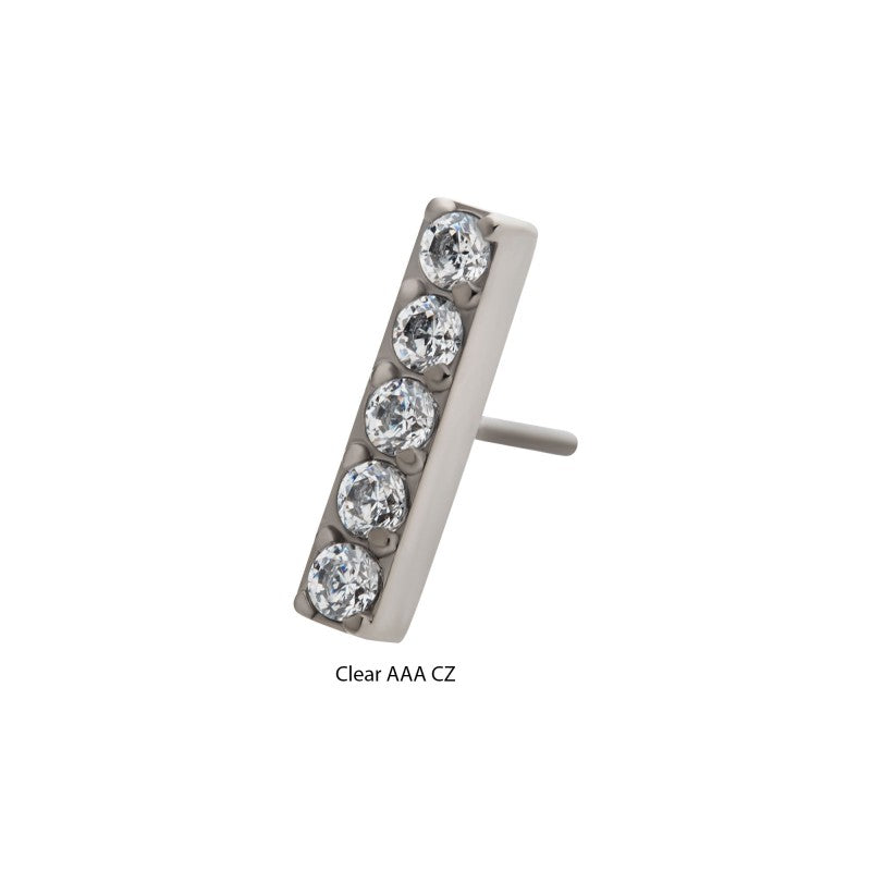 5 Gem Straight Bar | Titanium Threadless Top For Nose, Ears & Lip - Avanti Body Jewelry
