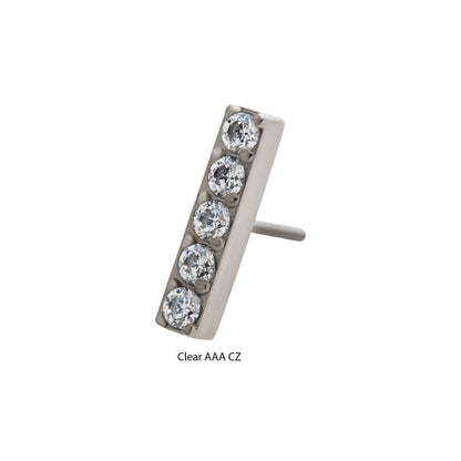 5 Gem Straight Bar | Titanium Threadless Top For Nose, Ears & Lip - Avanti Body Jewelry