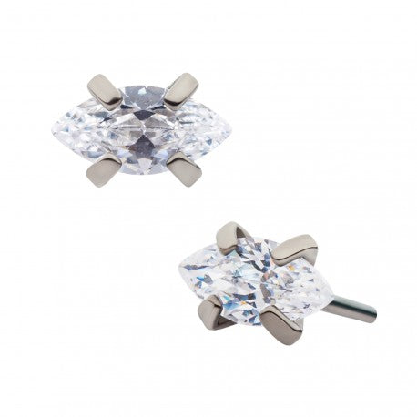 Marquise Clear AAA CZ Threadless Top For Nose, Ears & Lip - Avanti Body Jewelry