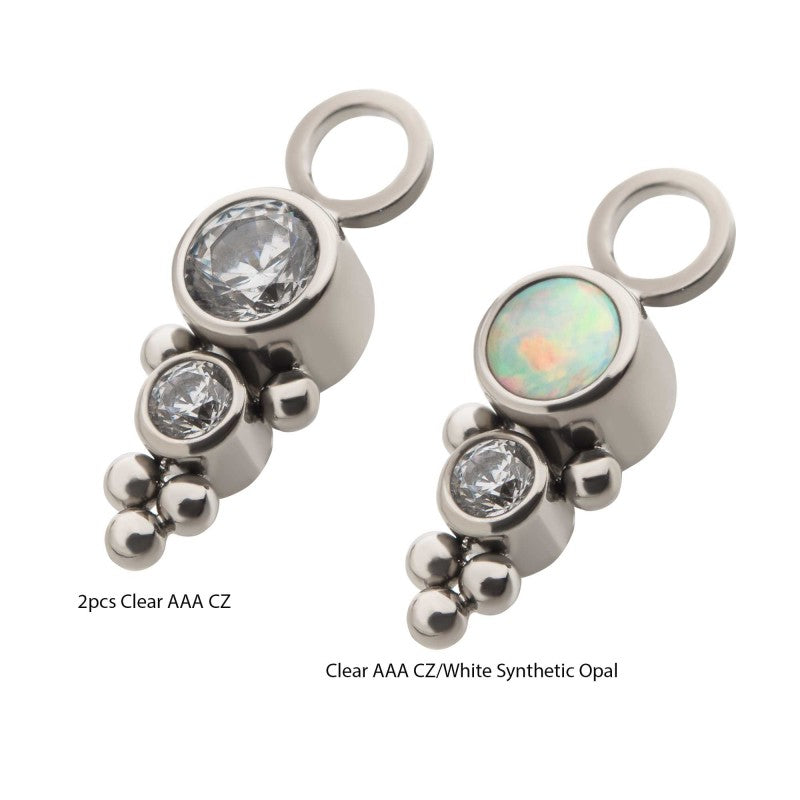 CZ/Opal Jewelry Charm: Add To Your Piercing - Avanti Body Jewelry