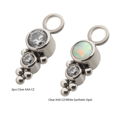 CZ/Opal Jewelry Charm: Add To Your Piercing - Avanti Body Jewelry