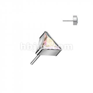 Implant Grade Titanium Threadless Push In Top With Triangle CZ For Nose, Ears & Lip - Avanti Body Jewelry