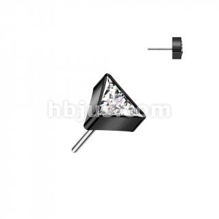 Implant Grade Titanium Threadless Push In Top With Triangle CZ For Nose, Ears & Lip - Avanti Body Jewelry