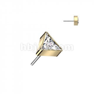 Implant Grade Titanium Threadless Push In Top With Triangle CZ For Nose, Ears & Lip - Avanti Body Jewelry