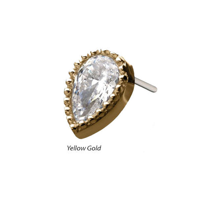 Teardrop | 14K Threadless Top For Nose, Ears & Lip - Avanti Body Jewelry